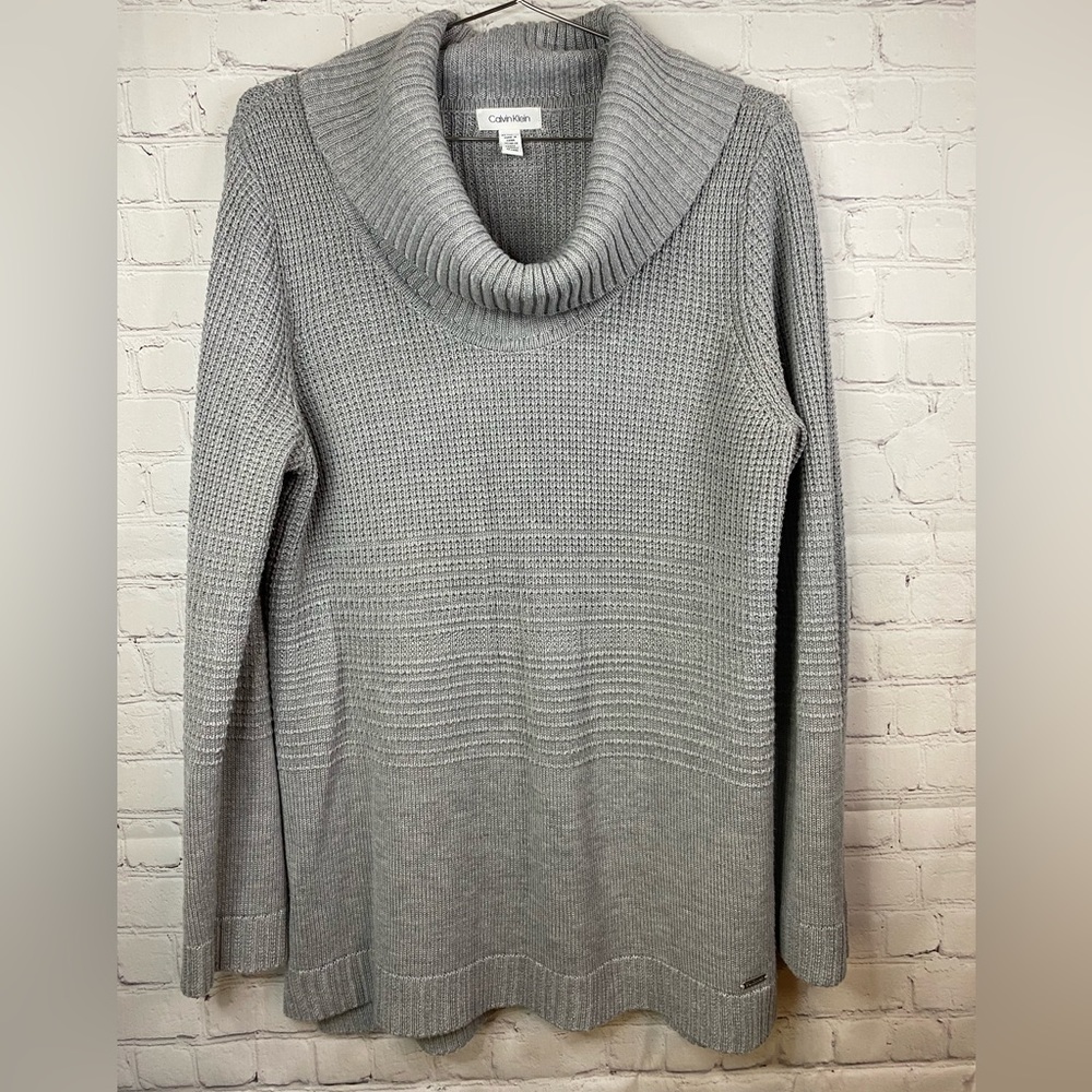 Calvin Klein grey knit tunic sweater size XL